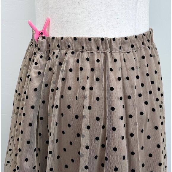 Anne Klein Tan Polka Dot Tulle Elastic Waist Midi Dress - Picture 6 of 10